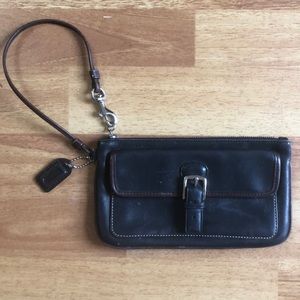 Coach Wristlet Wallet Black and Brown Leather